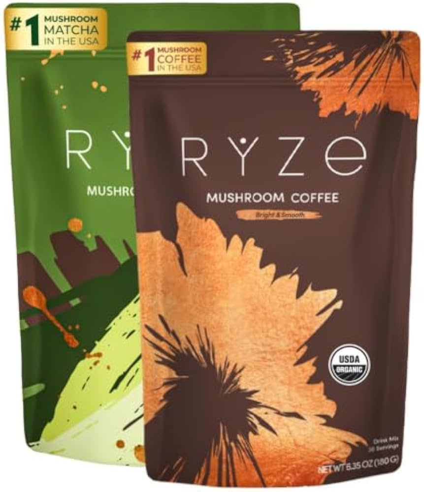 Organic Ryze MUSHROOM ( MATCHA + COFFEE) 360g, pack of 2