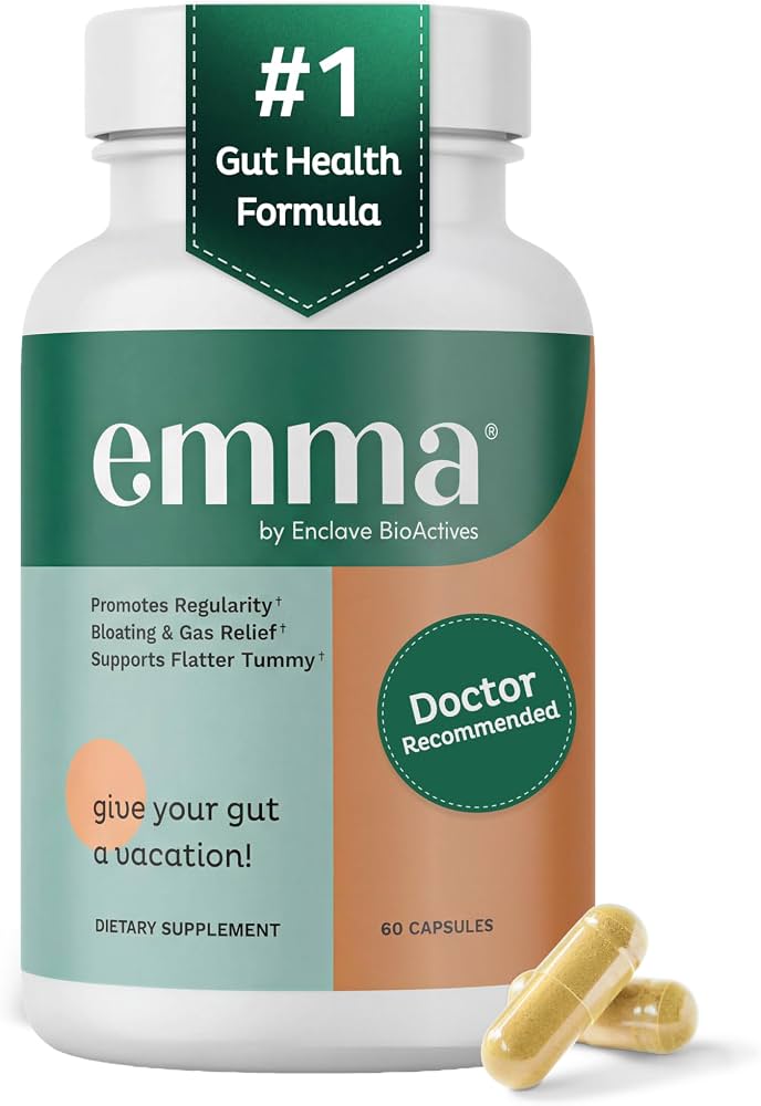 EMMA Supplement for Gut Health - Gas and Bloating Relief Constipation 60 Counts