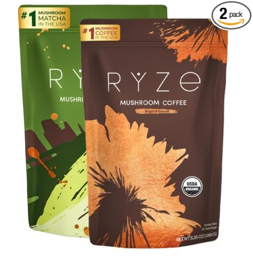 Organic Ryze MUSHROOM ( MATCHA + COFFEE) 360g, pack of 2
